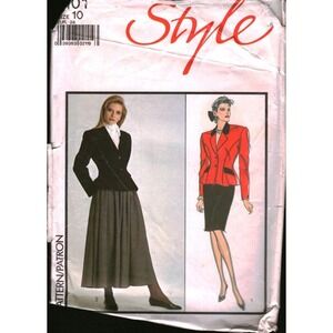 Vintage Style 1101 Sewing Pattern Misses Lined Jacket Straight Gathered Skirt 10